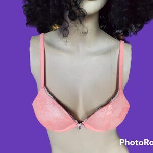 Victoria's Secret body by victoria push up super soft bra lacey shiny in salmon